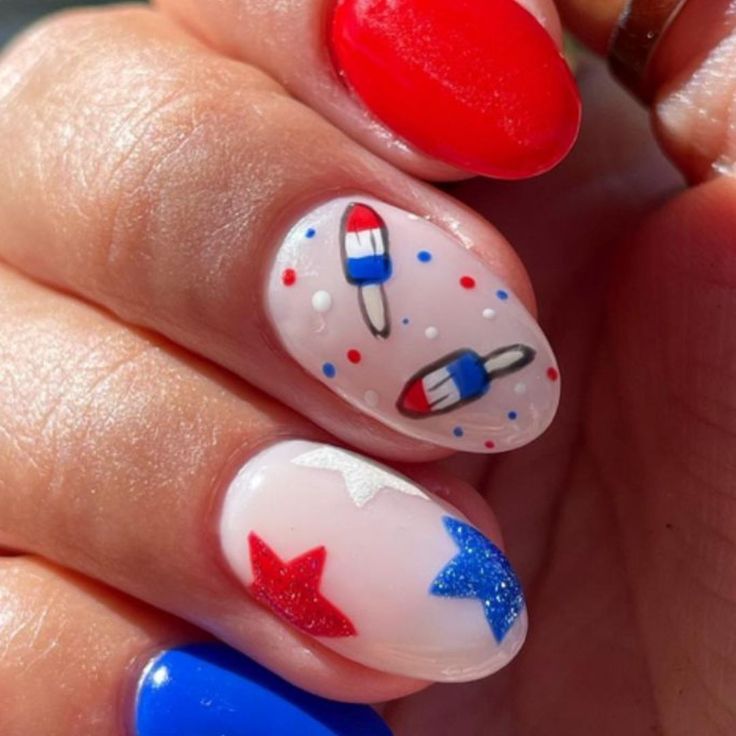 Glitter 4Th Of July Nails